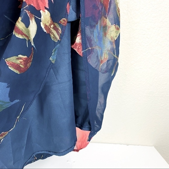 Lulu’s Aubree Navy Blue Floral Lace Up Maxi Dress Size S - Picture 8 of 14